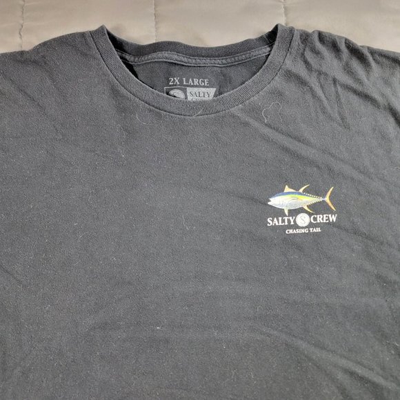 Salty Crew Mens 2Xl Black Short Sleeve T Shirt Chasing Tail Fish Fishing Casual - Picture 4 of 11